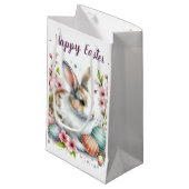 イースターウォーターカラーウサギの卵と花 –  スモールペーパーバッグ (正面アングル)