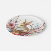 イースターウォーターカラーウサギの卵と花 –  ペーパープレート (アングル)