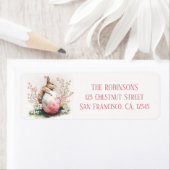 イースターウォーターカラーウサギの卵と花 –  ラベル (インサイチュ)