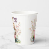 イースターウォーターカラーウサギの卵と花 –  紙コップ (右)