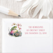 イースターウォーターカラーカエル – 卵と花 –  ラベル (インサイチュ)