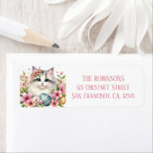 イースターウォーターカラーキットン卵と花 –  ラベル (インサイチュ)