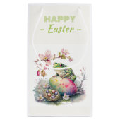 イースターウォーターカラーグリーンカエル卵&花 –  スモールペーパーバッグ (裏面)