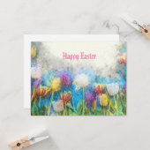 イースターウォーターカラーチューリップ カード (正面/裏面インサイチュ)