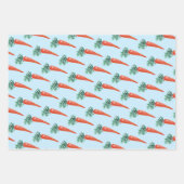 イースターウォーターカラーニンジンカラフル春バニー ラッピングペーパーシート (正面2)