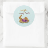 "イースターウォーターカラーバニーの狩り" ラウンドシール (バッグ)