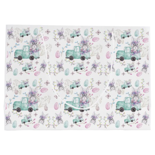 イースターウォーターカラーバニートラック ラージペーパーバッグ (裏面)