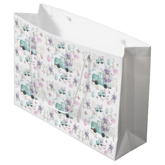 イースターウォーターカラーバニートラック ラージペーパーバッグ (正面アングル)