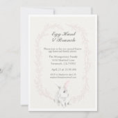 イースターウォーターカラーバニーピンク縁ど 招待状 (正面)