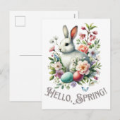 イースターウォーターカラーバニー&エッグ シーズンポストカード (正面/裏面)