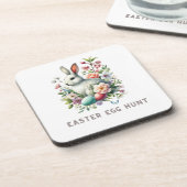 イースターウォーターカラーバニー&フラワーズ コースター (左側)