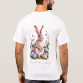 イースターウォーターカラーバニー&フラワーズ Tシャツ (裏面)