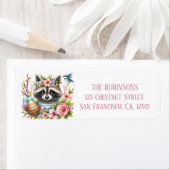 イースターウォーターカラーラクーン卵と花 –  ラベル (インサイチュ)