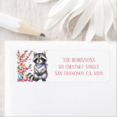 イースターウォーターカラーラクーン卵と花 – ラベル (インサイチュ)