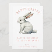 イースターウォーターカラーラビットイースターカードカスタマイズ可能 シーズンカード (正面/裏面)