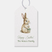 イースターウォーターカラーラビットメッセージカードカスタマイズ可能 ギフトタグ (正面)