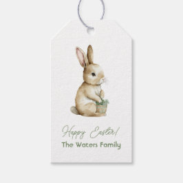 イースターウォーターカラーラビットメッセージカードカスタマイズ可能 ギフトタグ