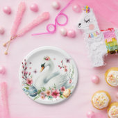 イースターウォーターカラー白鳥の卵と花 –  ペーパープレート (パーティー)