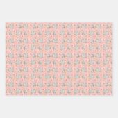 イースターウォーター絵を描カラーバニーラビットピンクフローラ ラッピングペーパーシート (正面3)