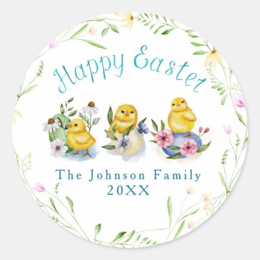 イースターウォーター色イラストレーション:春チックス ラウンドシール (正面)