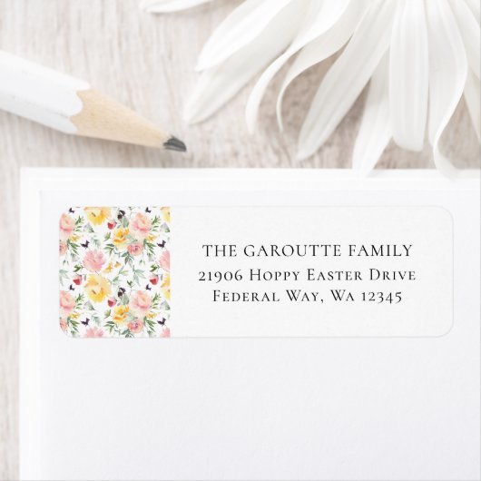イースターウォーター色フローラアドレス差出人住所 ラベル (インサイチュ)