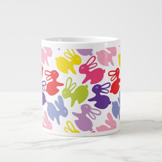 イースターウサギとのパターン ジャンボコーヒーマグカップ (正面)