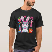 イースターウサギのキュートなリボンの先生のイースターギル Tシャツ (正面)