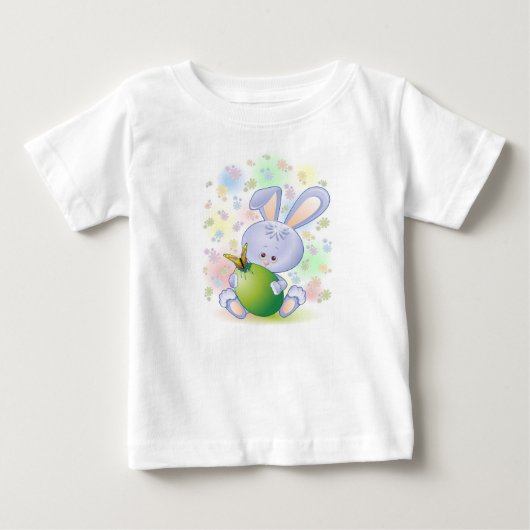 イースターウサギの卵および花の子供のTシャツ ベビーTシャツ (正面)