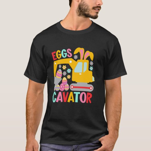 イースターウサギの発掘機 面白いウサギ B Tシャツ (正面)
