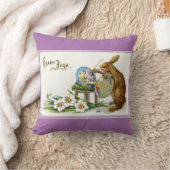 イースターウサギを絵を描くヴィンテージ クッション (ブランケット)