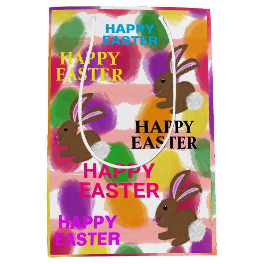 イースターウサギ色卵 ミディアムペーパーバッグ (正面)