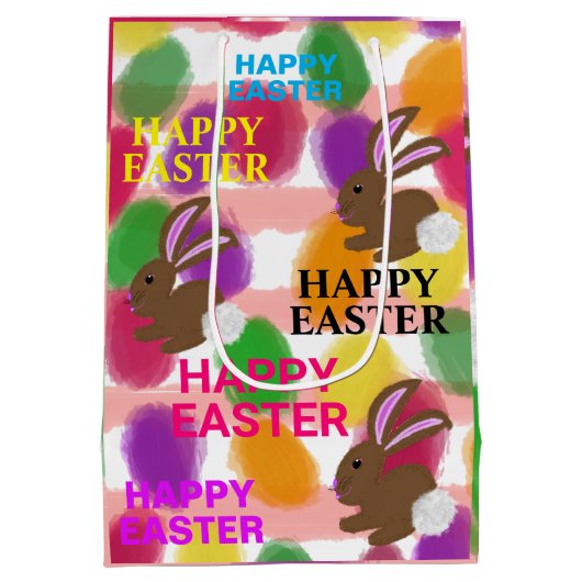 イースターウサギ色卵 ミディアムペーパーバッグ (裏面)