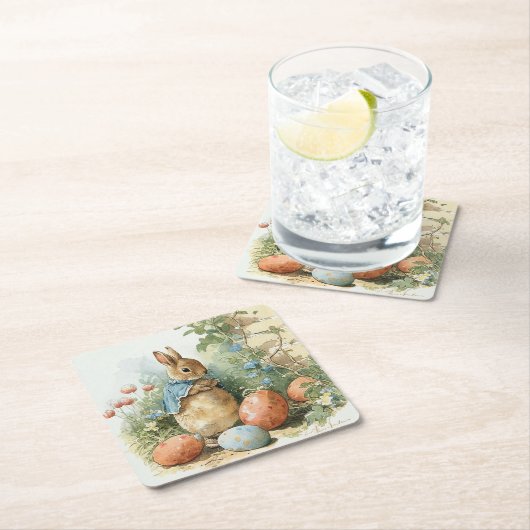 イースターウサギ スクエアペーパーコースター (インサイチュ)