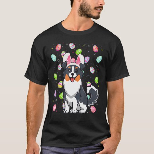 イースターエッグおもしろいオーストラリア羊飼いドッグイースター Tシャツ (正面)