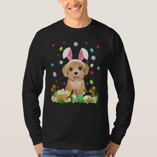 イースターエッグおもしろいプードドグイースター日曜日 Tシャツ (正面)