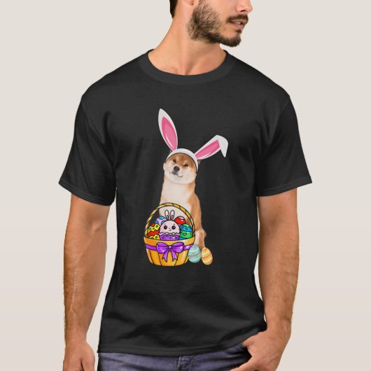 イースターエッグおもしろい柴犬イースター Tシャツ (正面)