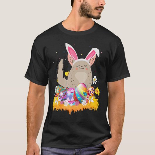イースターエッグかわいいチンチラ復活祭の日曜日 Tシャツ (正面)