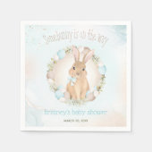 イースターエッグかわいいバニー春ブルーボーイベビーシャワー スタンダードカクテルナプキン (正面)