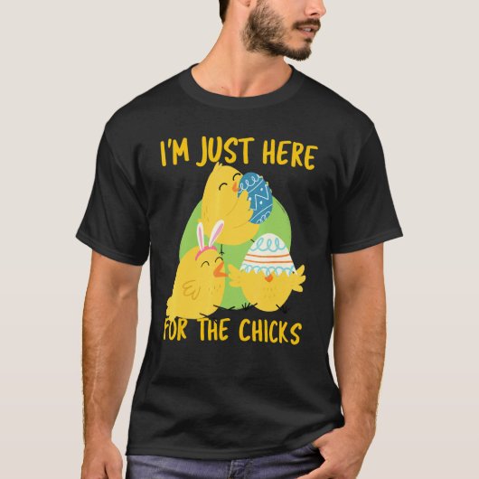 イースターエッグが好きで来たの 楽しいイースター Tシャツ (正面)