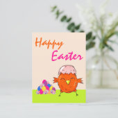 イースターエッグでかわいい雛ハッピーイースター シーズンポストカード (スタンド正面)