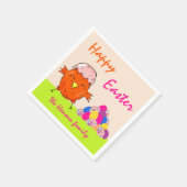 イースターエッグでかわいい雛ハッピーイースター スタンダードカクテルナプキン (角)