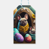 イースターエッグで愛らしいパグフェスティバルと可愛い ギフトタグ (正面)