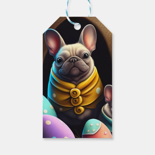 イースターエッグで愛らしいパグフェスティバルと可愛い ギフトタグ (裏面)