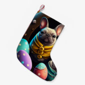イースターエッグで愛らしいパグフェスティバルと可愛い スモールクリスマスストッキング (正面 (吊り時))