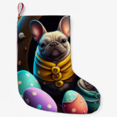 イースターエッグで愛らしいパグフェスティバルと可愛い スモールクリスマスストッキング (正面)