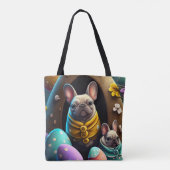 イースターエッグで愛らしいパグフェスティバルと可愛い トートバッグ (裏面)