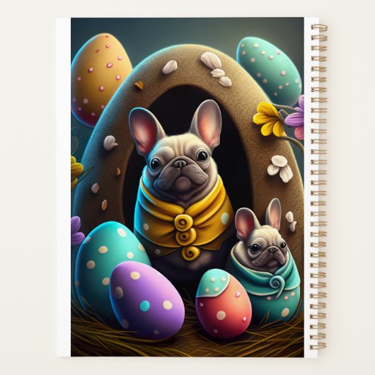 イースターエッグで愛らしいパグフェスティバルと可愛い プランナー手帳 (裏面)