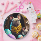 イースターエッグで愛らしいパグフェスティバルと可愛い ペーパープレート (パーティー)