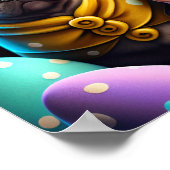 イースターエッグで愛らしいパグフェスティバルと可愛い ポスター (角)