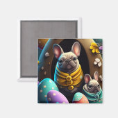 イースターエッグで愛らしいパグフェスティバルと可愛い マグネット (正面/裏面)